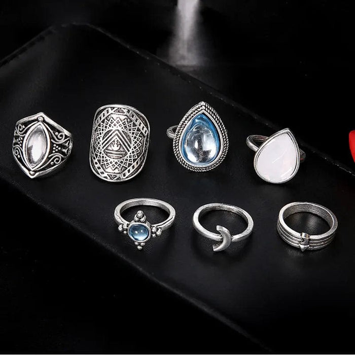 Bohemian crystal stone ring collection