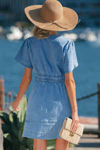 Bohemian Denim Dress Front View