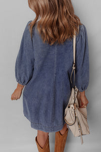 Bohemian denim dress front view
