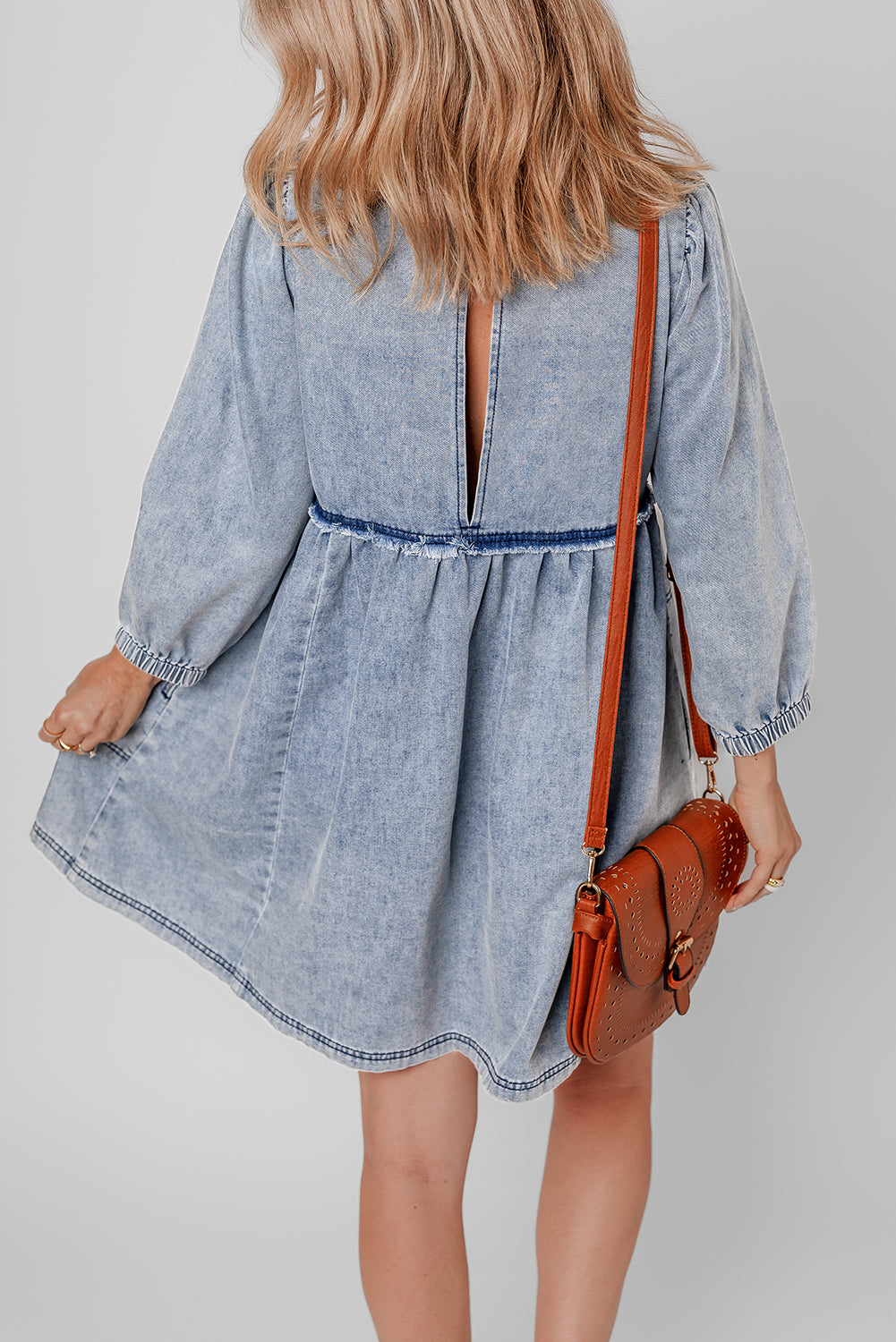 Bohemian Denim Dress Front View