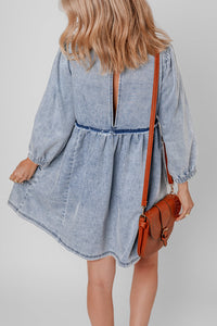 Bohemian Denim Dress Front View