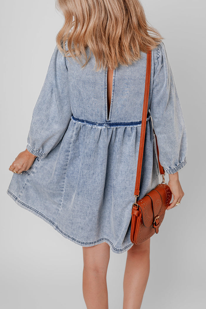 Bohemian Denim Dress Front View