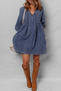 Bohemian denim dress side angle