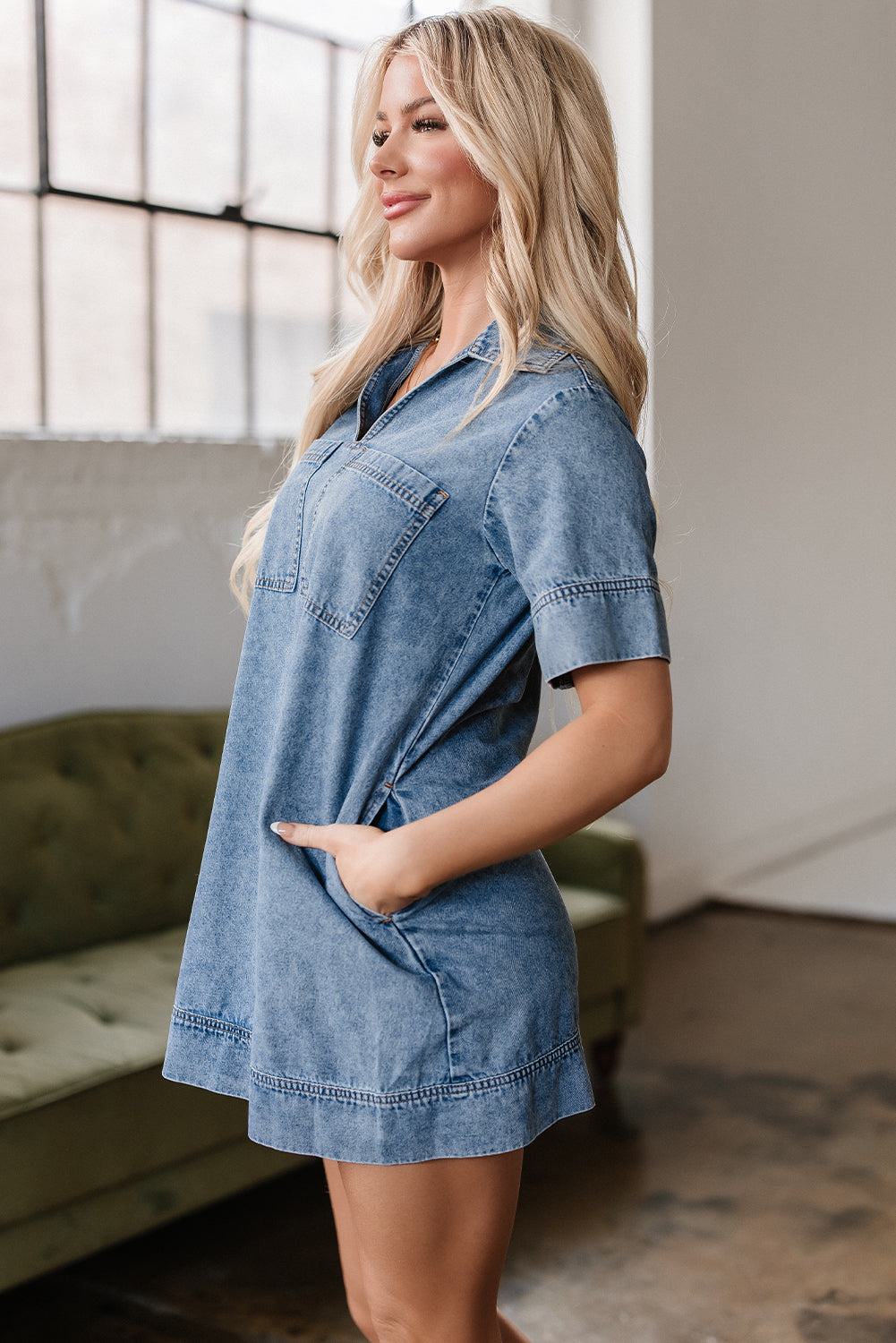 Bohemian Denim Flowy Mini Look