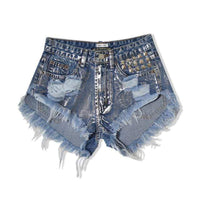 Bohemian distressed jean shorts blue