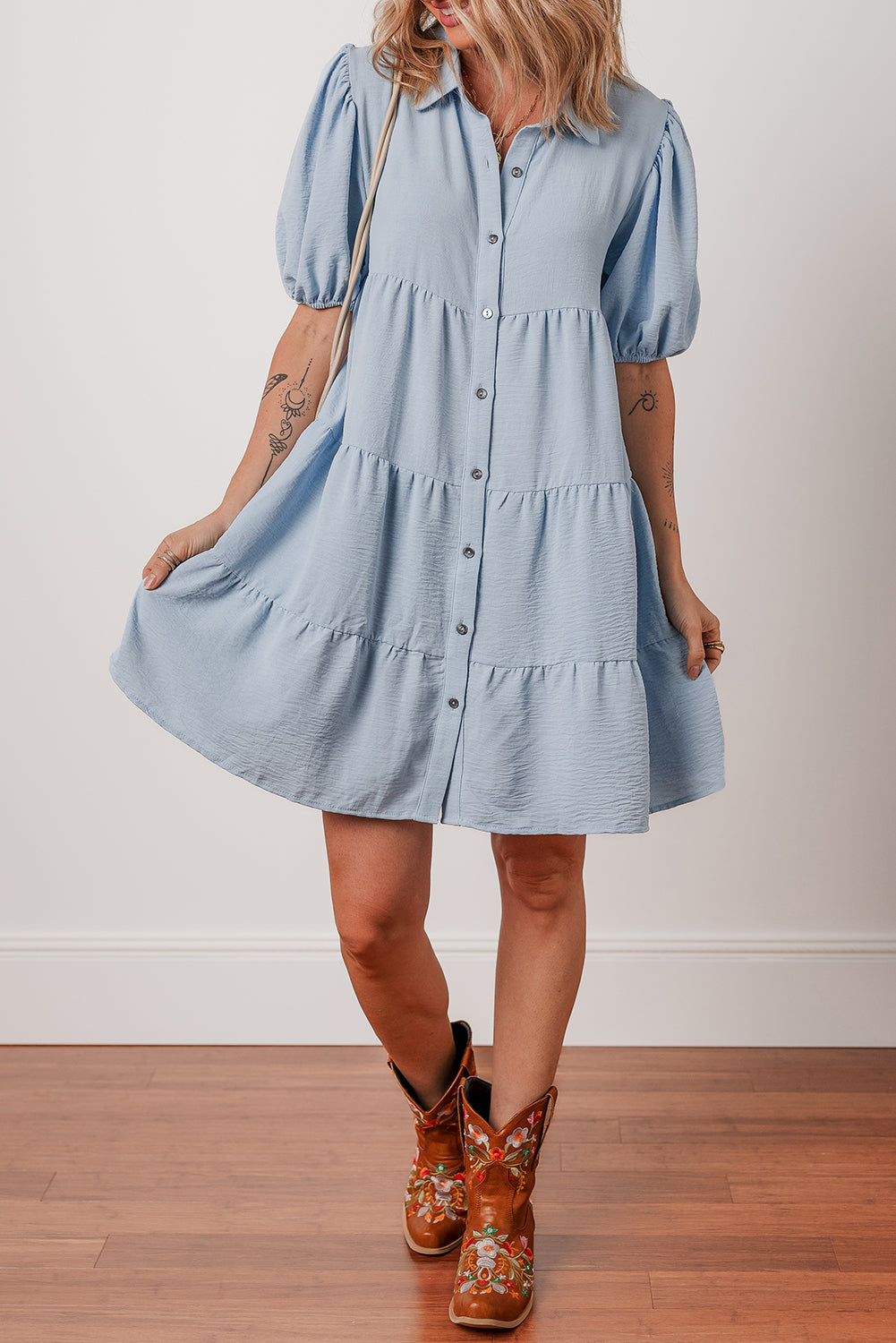 Bohemian Earth Tone Button Dress