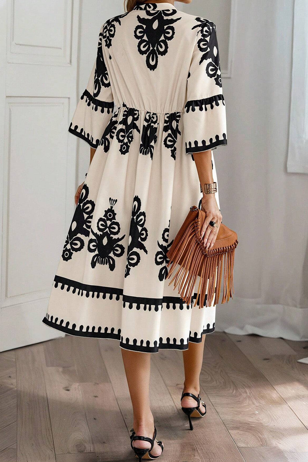 Bohemian Earthy Tone Dress Close-Up