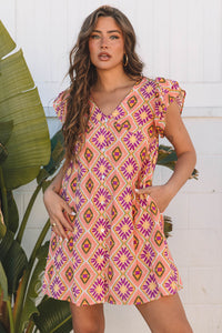 Bohemian Earthy Tones Short Dress
