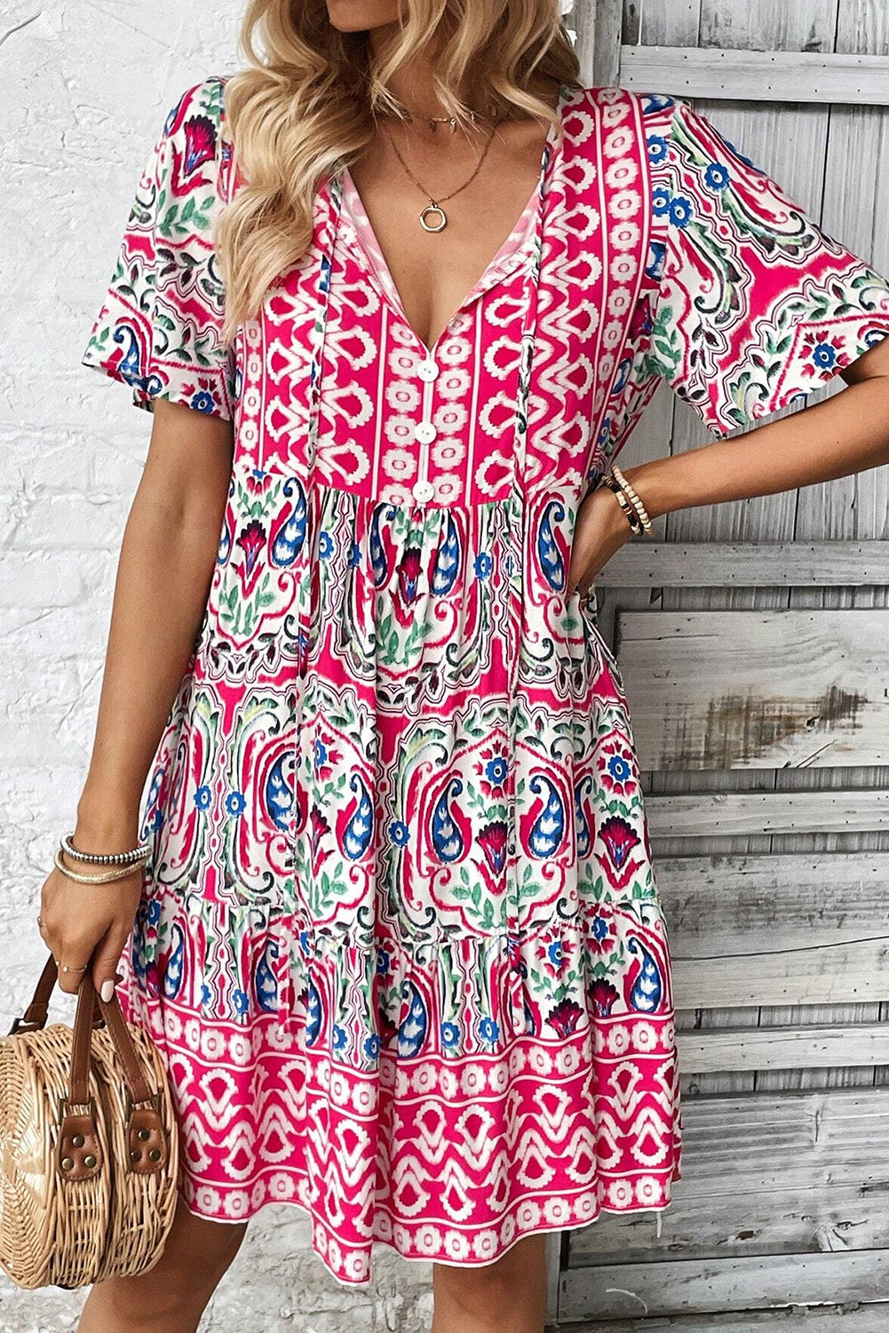Bohemian Embroidered Loose Mini Dress