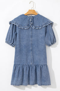 Bohemian fitted denim mini closeup