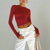 Bohemian flared sleeve crop blouse