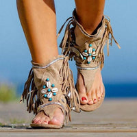 Bohemian flat beaded summer sandals