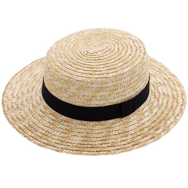 Bohemian flat-brim natural straw boater