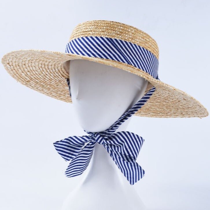 Bohemian flat-brim natural straw boater