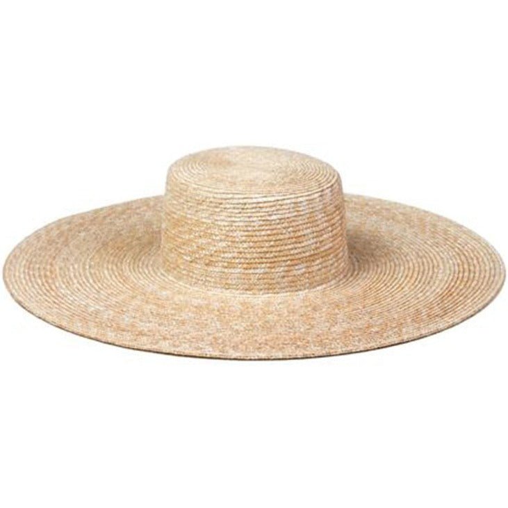 Bohemian flat-brim natural straw hat