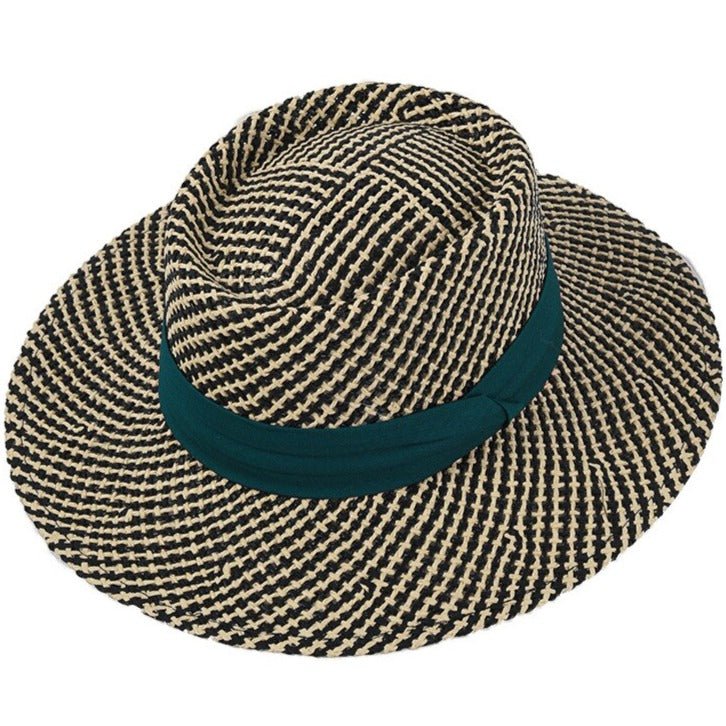 Bohemian flat-brim straw boater hat