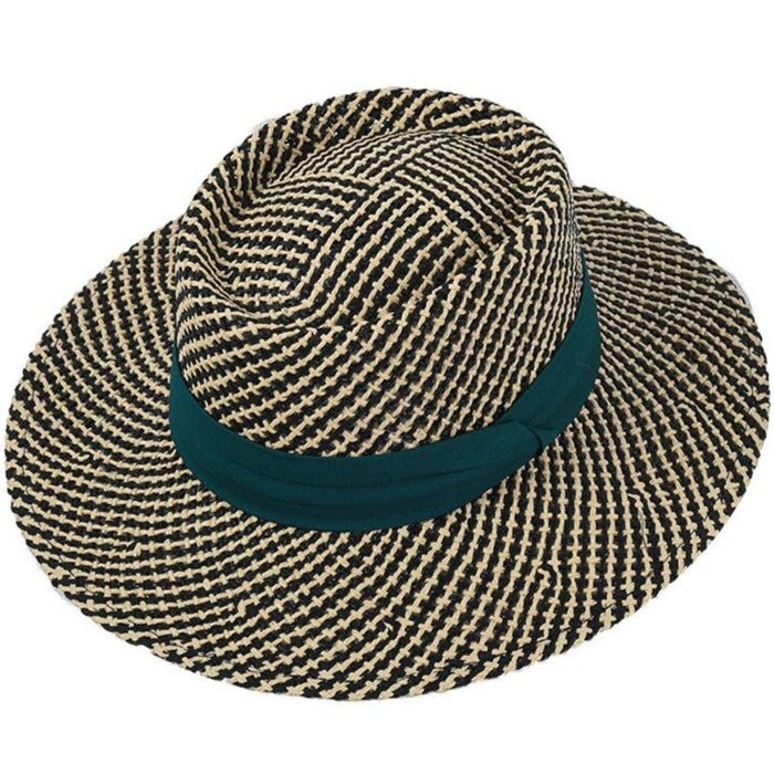 Bohemian flat-brim straw boater hat