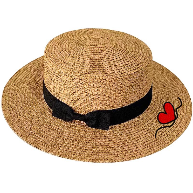 Bohemian flat-brim straw boater