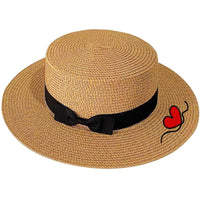 Bohemian flat-brim straw boater