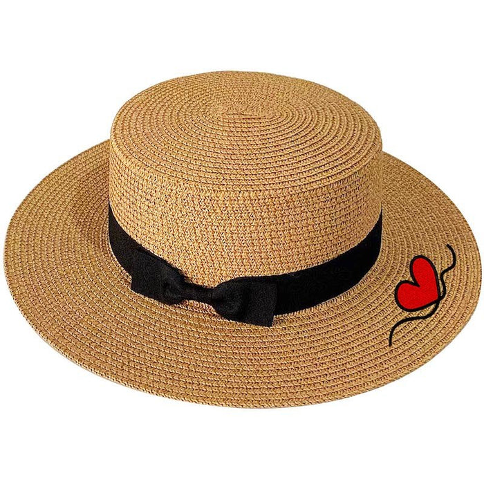 Bohemian flat-brim straw boater
