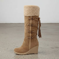 Bohemian Fleece-Lined Ankle Boots Brown
