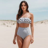 Bohemian floral bandeau swimwear set