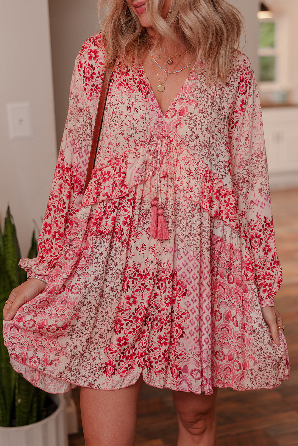 Bohemian Floral Dress Cotton Detail