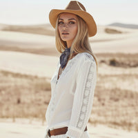 Bohemian floral embroidered cotton top