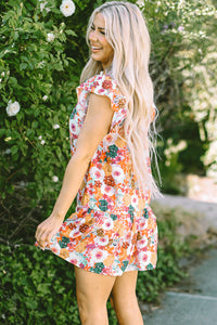 Bohemian floral flutter sleeve dress