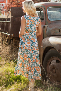 Bohemian floral maxi dress back