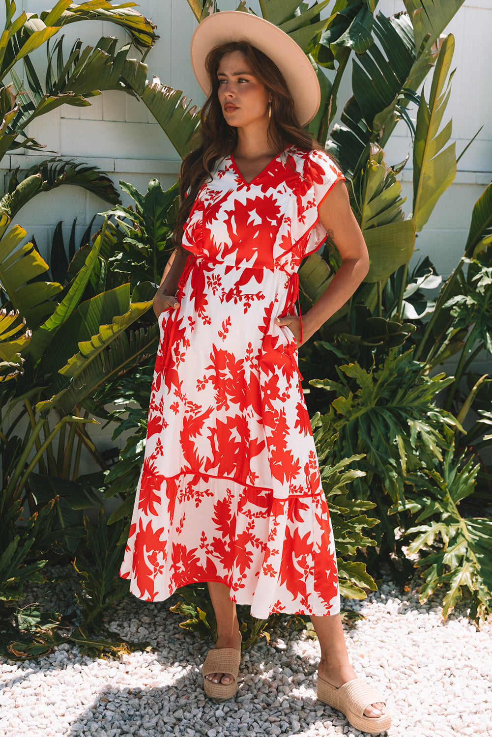 Bohemian floral maxi dress detail