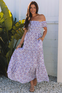 Bohemian floral maxi dress detail