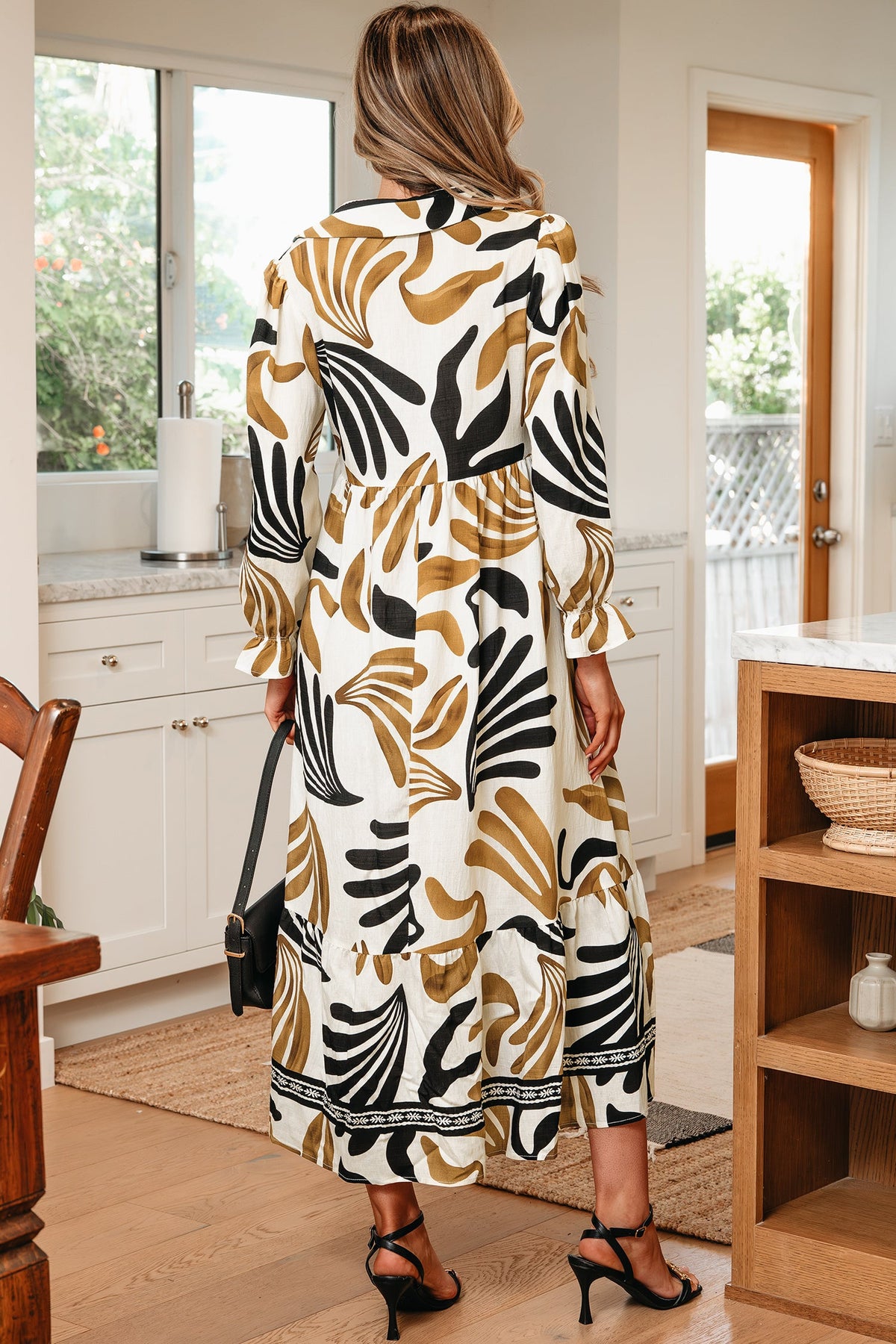 Bohemian floral maxi dress flowing