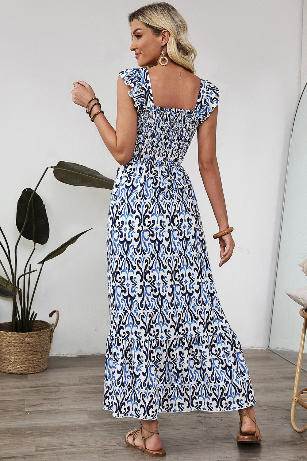 Bohemian Floral Maxi Dress Flowy