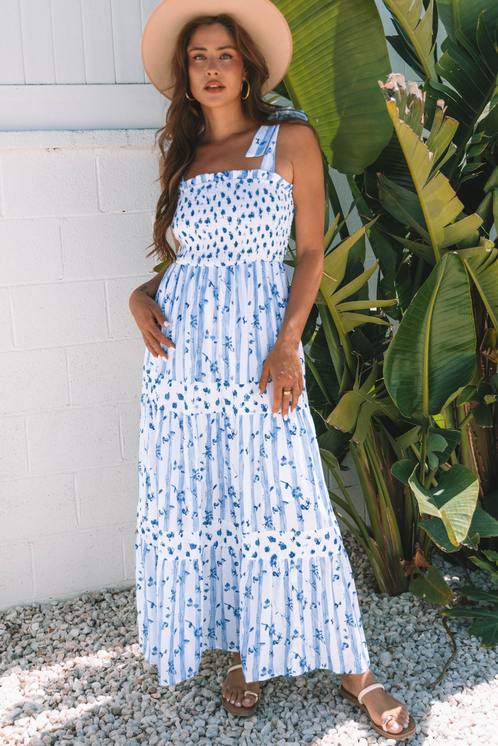 Bohemian floral maxi dress flowy