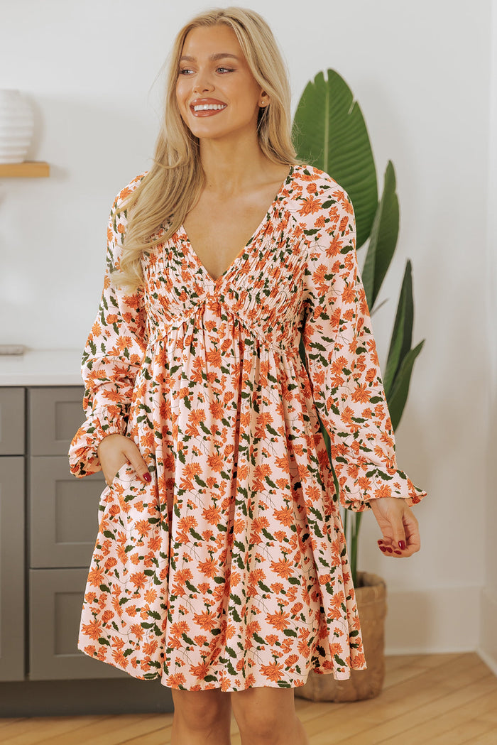 Bohemian Floral Mini Dress Front