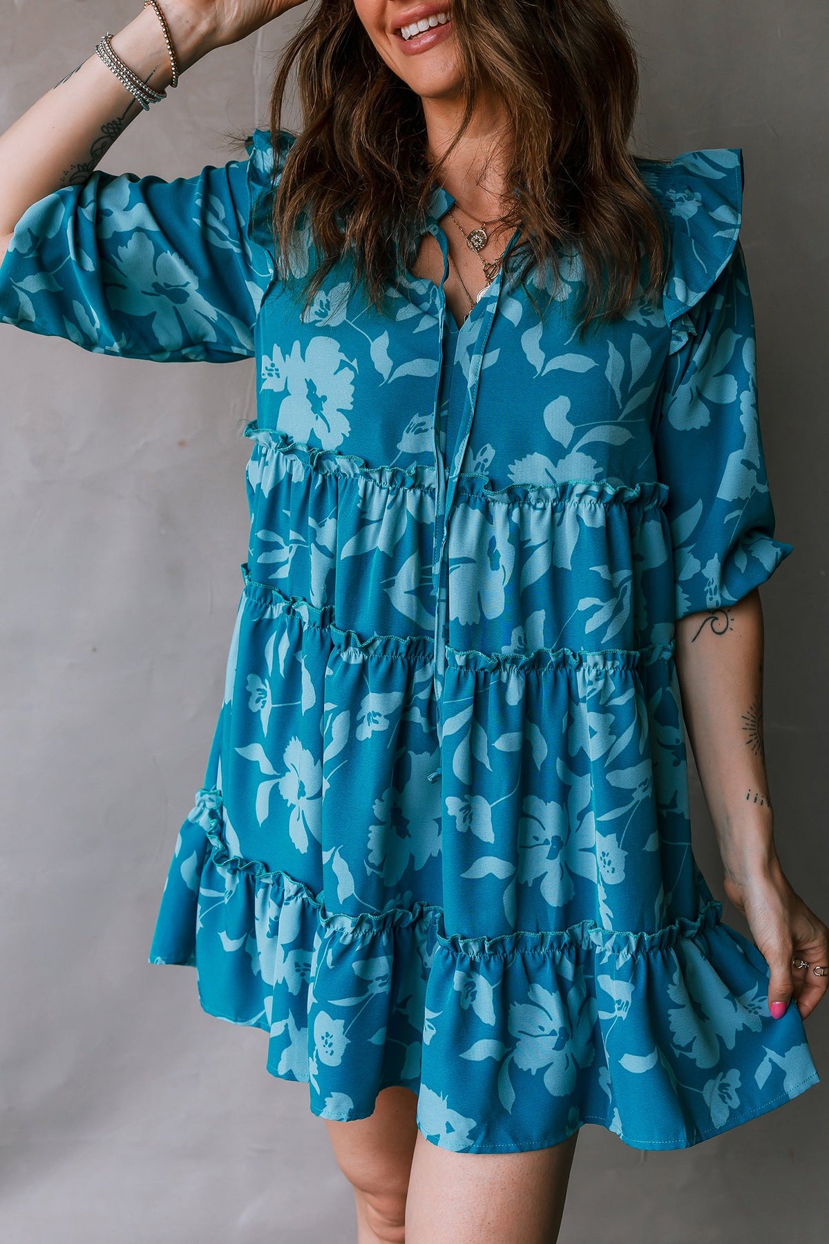 Bohemian Floral Print Dress Detail