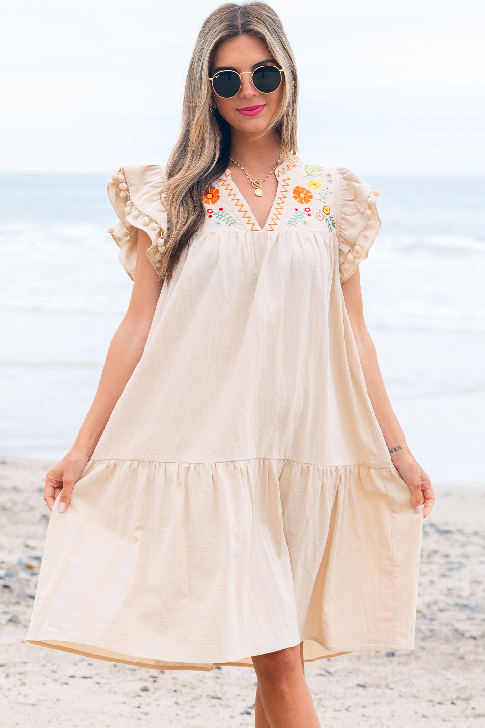Bohemian Floral Print Mini Dress