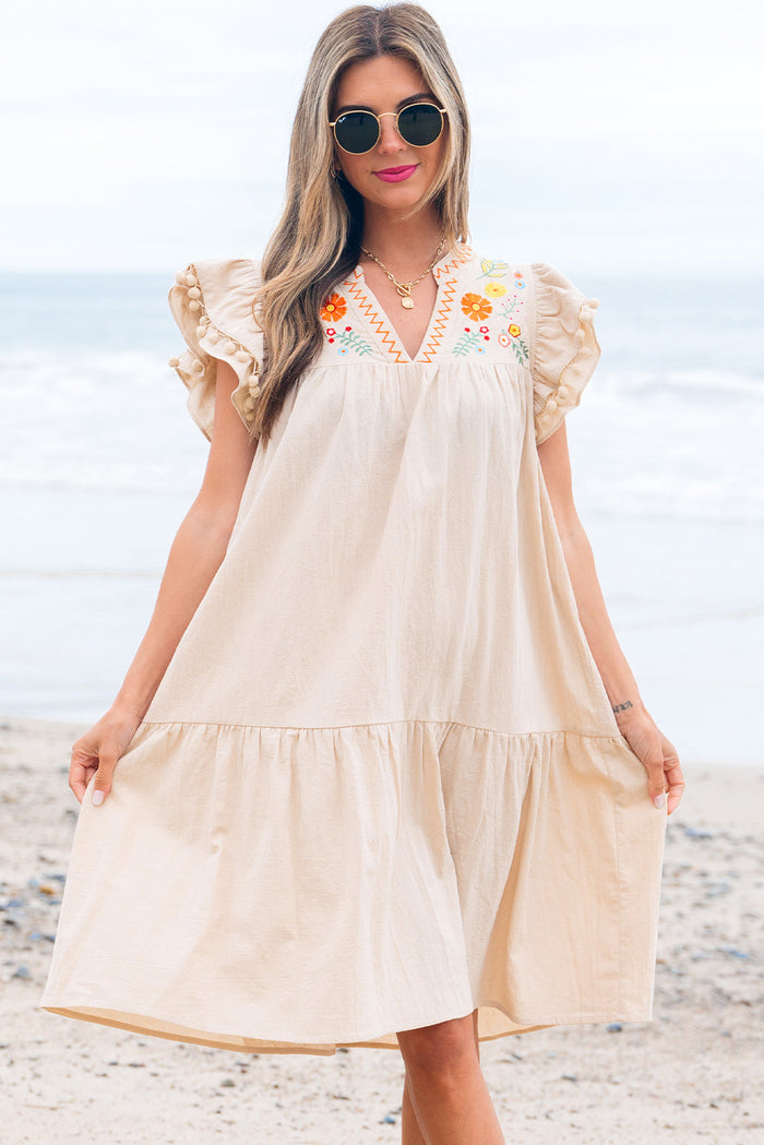 Bohemian Floral Print Mini Dress