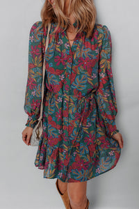 Bohemian Floral Print Short Dress
