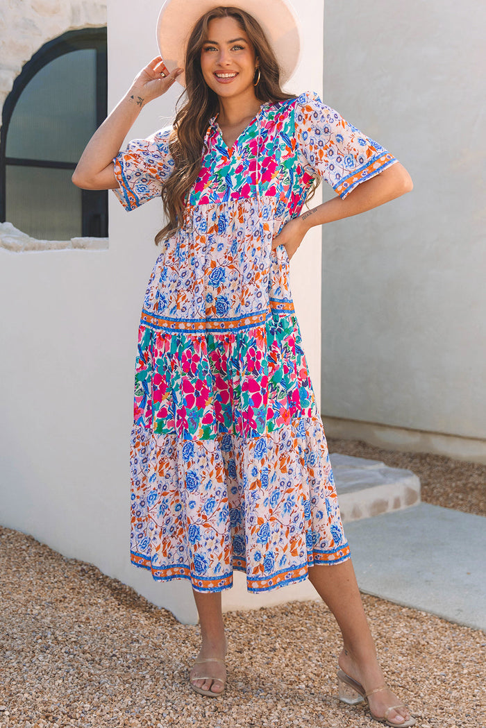 Bohemian floral print summer dress
