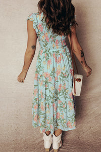 Bohemian floral ruched summer dress