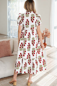 Bohemian floral ruffle maxi dress