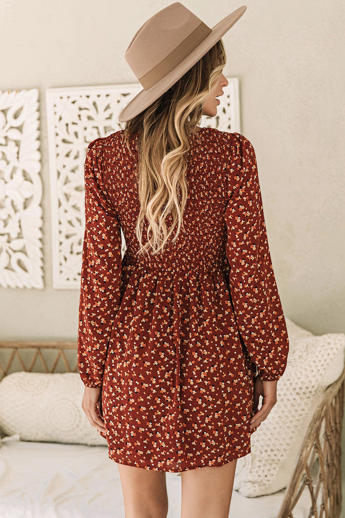 Bohemian Floral Smocked Summer Dress