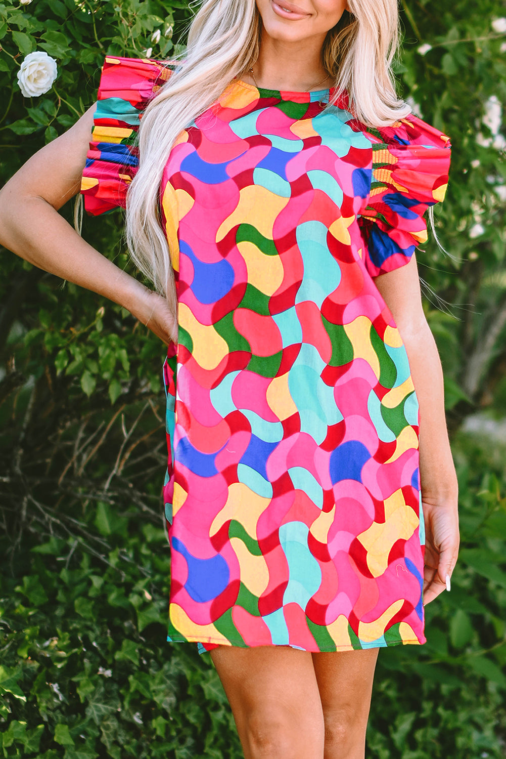 Bohemian flowy abstract casual dress