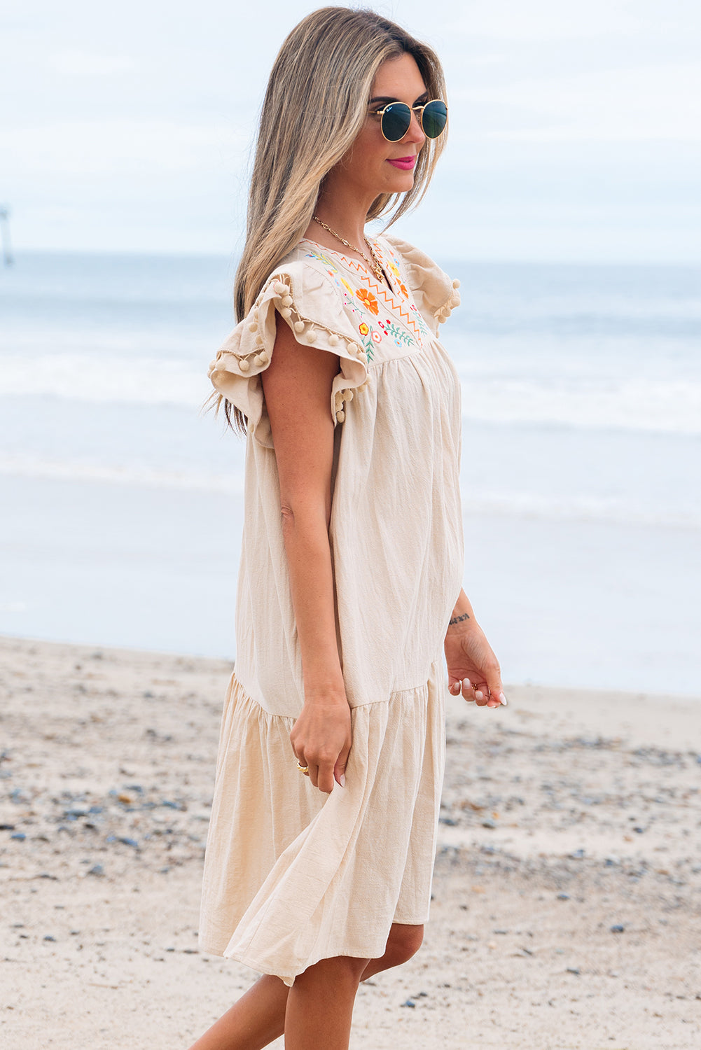 Bohemian Flowy Cotton Mini Dress