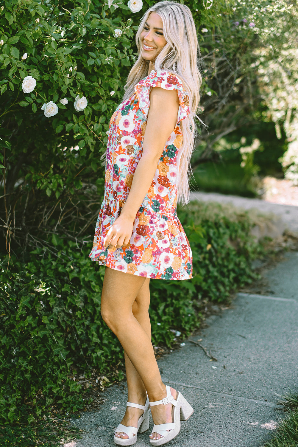 Bohemian flowy dress detail shot