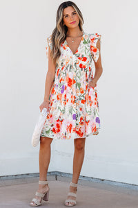Bohemian flowy mini dress back