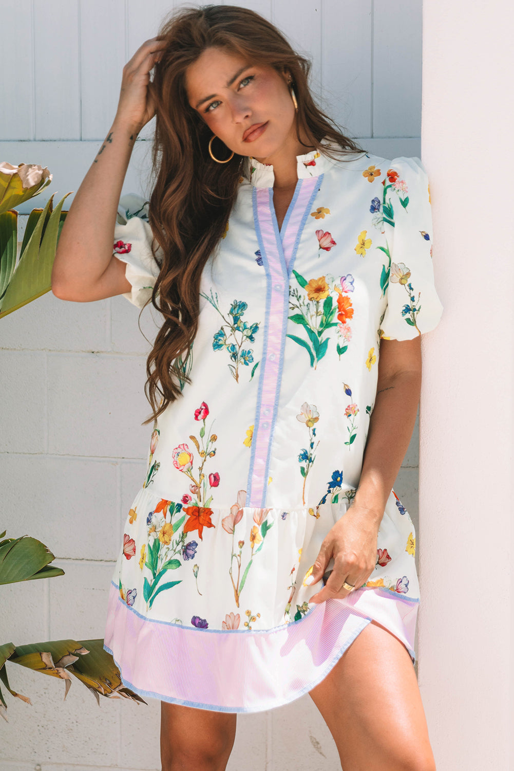 Bohemian Flowy Ruffle Hem Dress