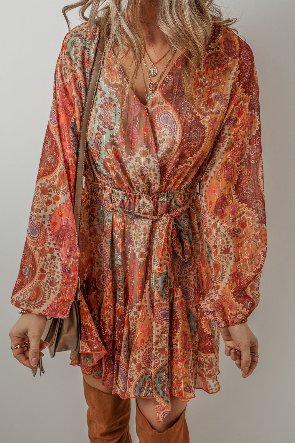 Bohemian Flowy Tiered Mini Dress